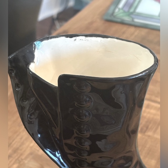 Vintage Atlantic Mold Boot Vase. Black 11”T Planter | Victorian | Gothic. EUC - Picture 5 of 11